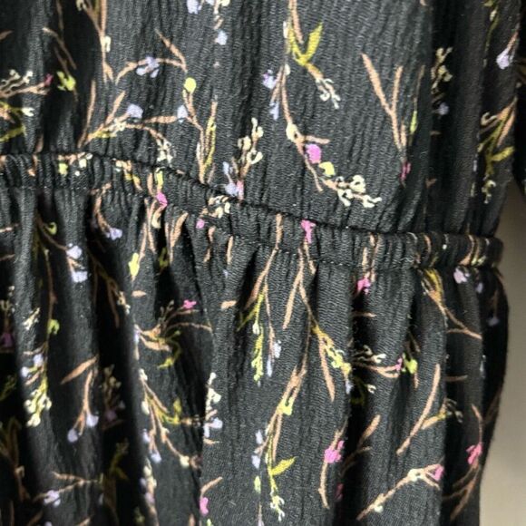 Ava & Viv 3X V-neck black & floral print lantern sleeve pockets - Picture 6 of 8